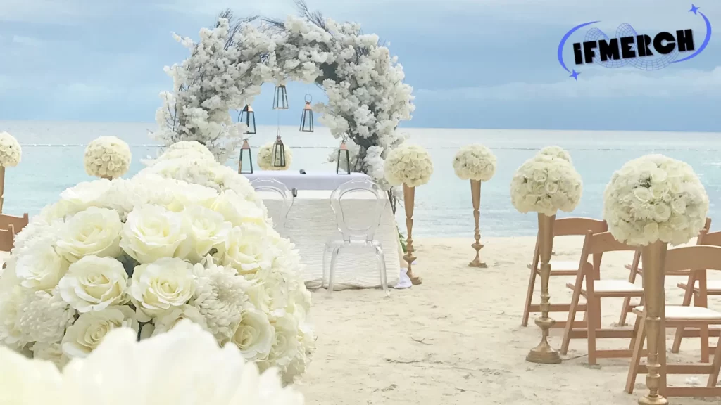 Beautiful beach wedding setup with floral decor. Can You Get Invited to a Wedding?